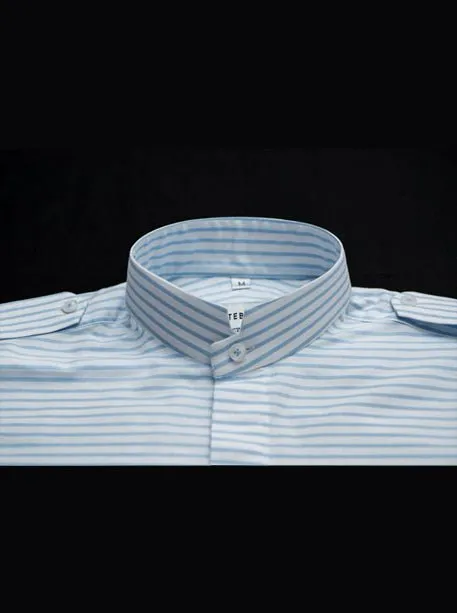 Powder Blue Horizontal Striped Shirt