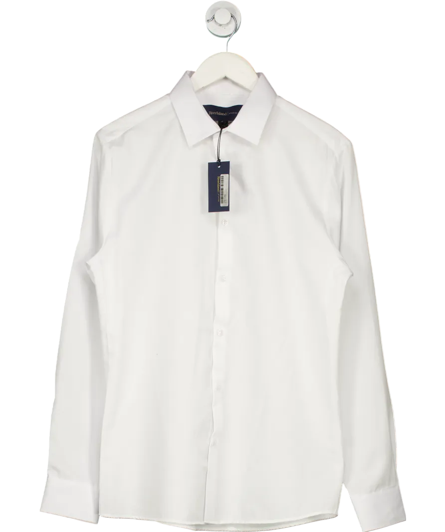 River Island White Premium Long Sleeve Formal Shirt UK M