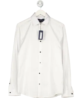 River Island White Slim Fit Pique Formal Shirt UK S