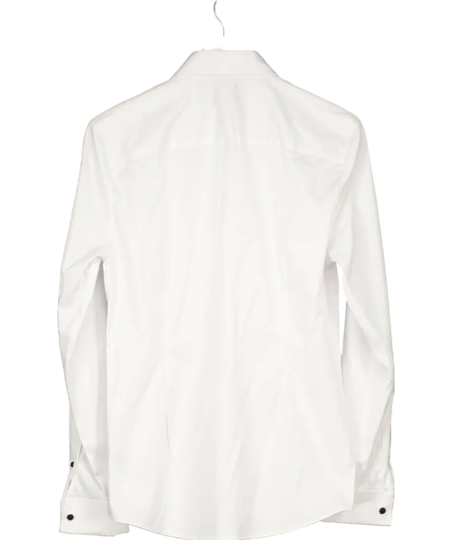 River Island White Slim Fit Pique Formal Shirt UK S