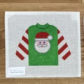 Santa Face Pullover Sweater Needlepoint Canvas