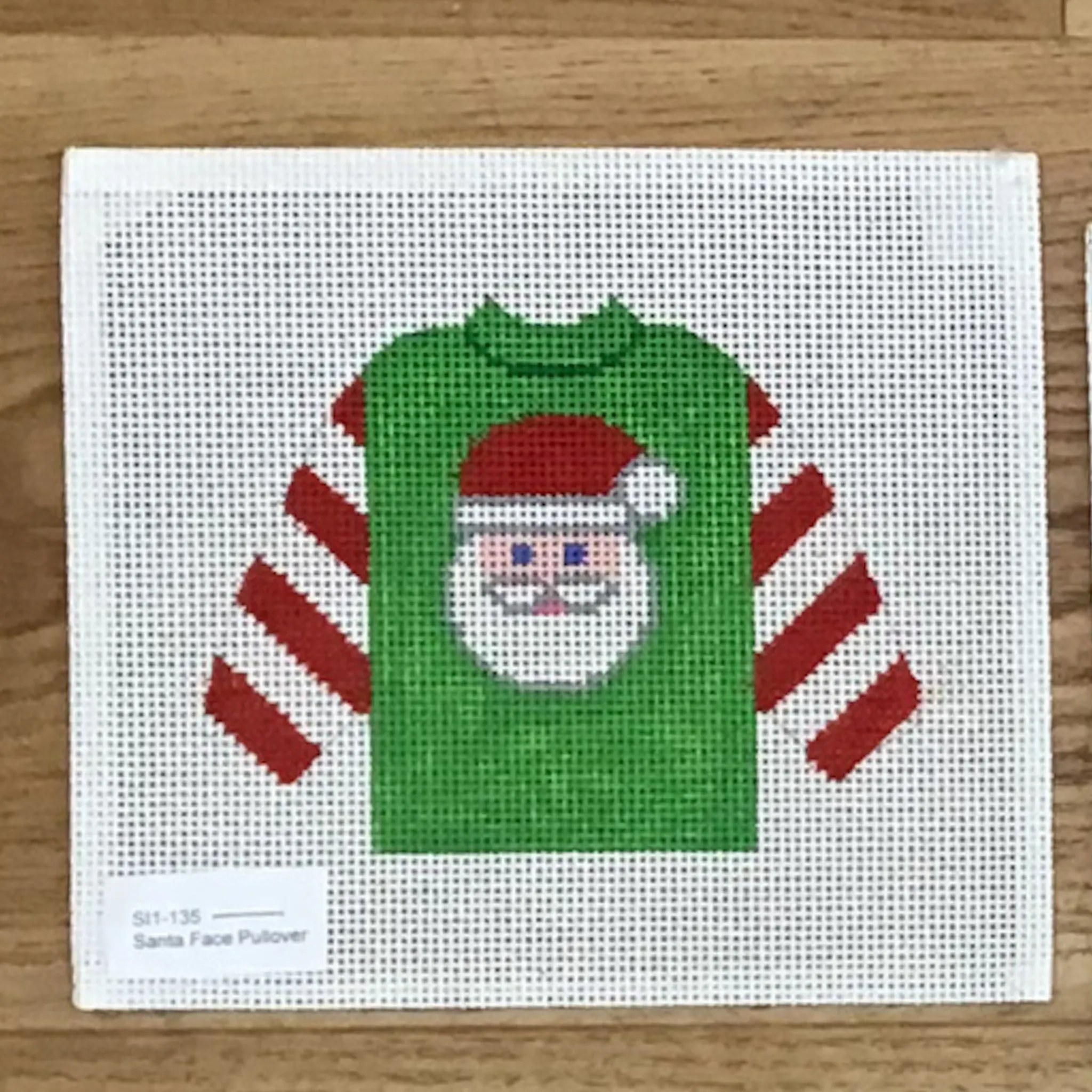 Santa Face Pullover Sweater Needlepoint Canvas