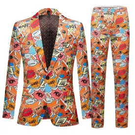 The Pop Art Slim Fit Two-Piece Suit - Tangerine