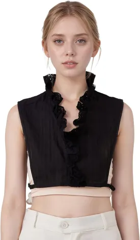 Victoria Cotton Shirts Elegant Ruffle Collar V Neck Dickey Mock Turtleneck Faux Collars for Women Girls