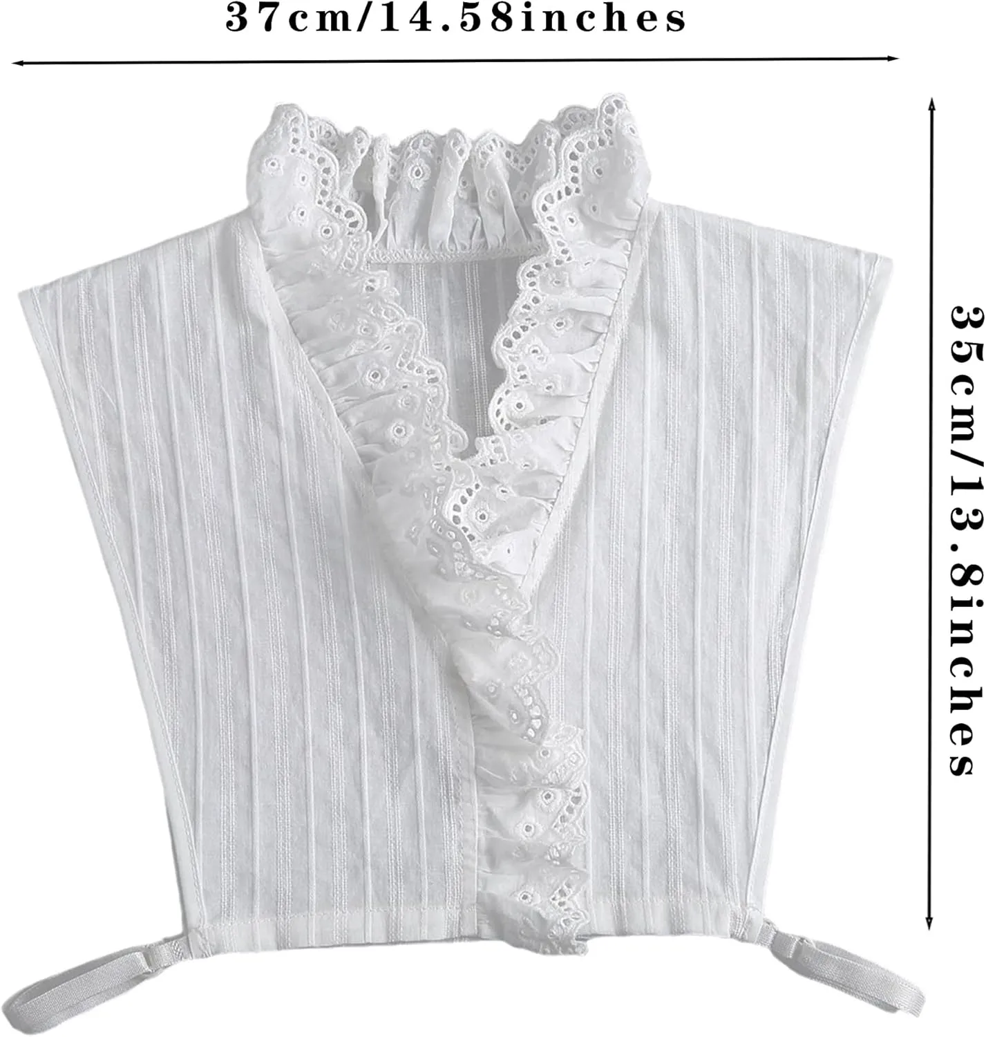 Victoria Cotton Shirts Elegant Ruffle Collar V Neck Dickey Mock Turtleneck Faux Collars for Women Girls