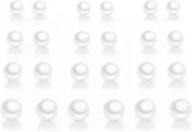 White Imitation Pearls Stud Earrings, Delicate 12 Pairs Pearls Earrings For Women, Classic Elegant Ball Stud Earrings For Ladies