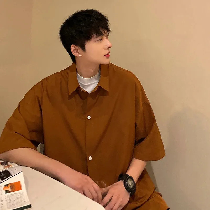 Wiaofellas  -  Streetwear Mens Striped Shirts Short Sleeve Thin Shirt Summer Casual Korean Fashion Loose Button Formal Men Clothing Blouse