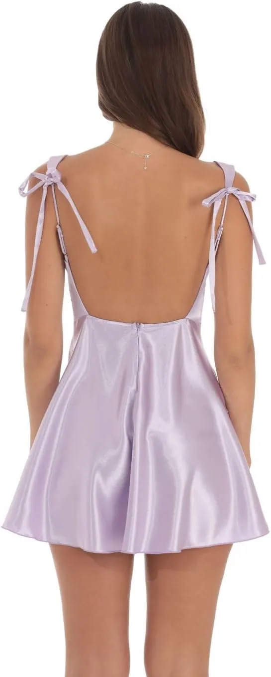 Women Graduation Mini Dress Lace Up Backless College Grad Dress Bow Tie Shoulder Short Formal Dresses