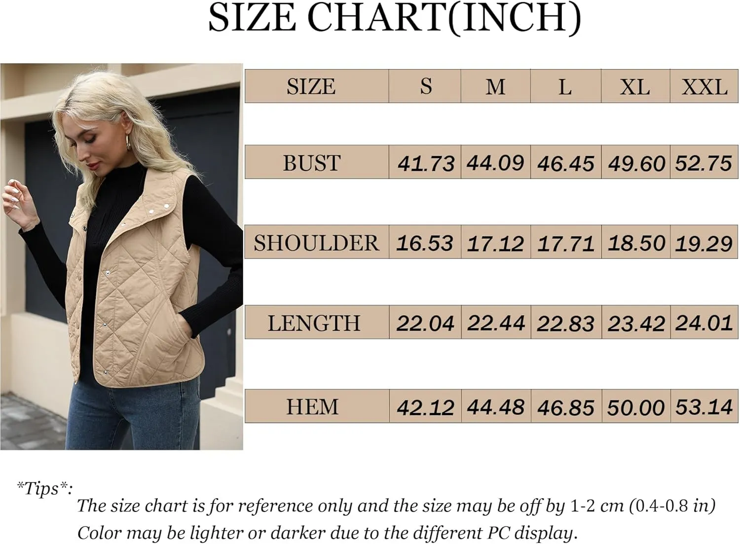 Womens Quilted Vest Lightweight Sleevesless Stand Collar Button Down Padded Gilet Fall Outerwear Vests with Pockets