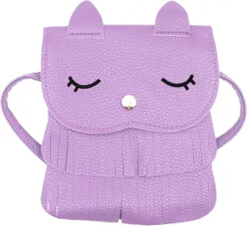 ZGMYC Cat Tassel Shoulder Bag Small Coin Purse Crossbody Satchel for Kids Girls, Purple (5.1'' X 5.9'')