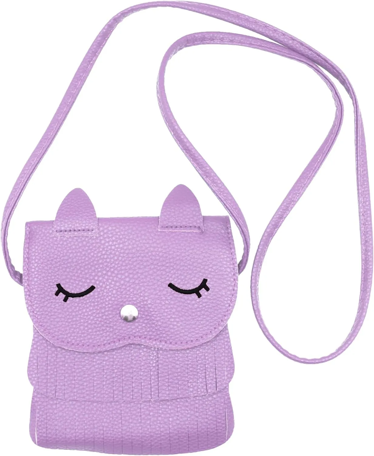 ZGMYC Cat Tassel Shoulder Bag Small Coin Purse Crossbody Satchel for Kids Girls, Purple (5.1'' X 5.9'')