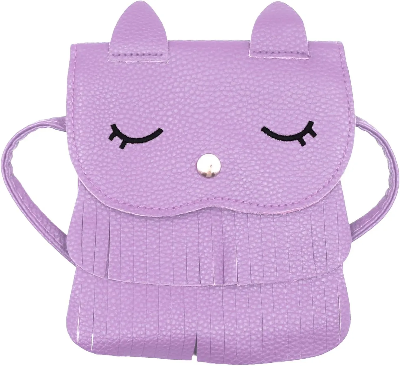 ZGMYC Cat Tassel Shoulder Bag Small Coin Purse Crossbody Satchel for Kids Girls, Purple (5.1'' X 5.9'')